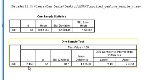 Spss One Sample T Test Youtube