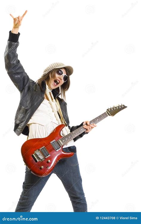 Woman Guitarist Playing The Guitar Stock Photo Image Of Music Rock