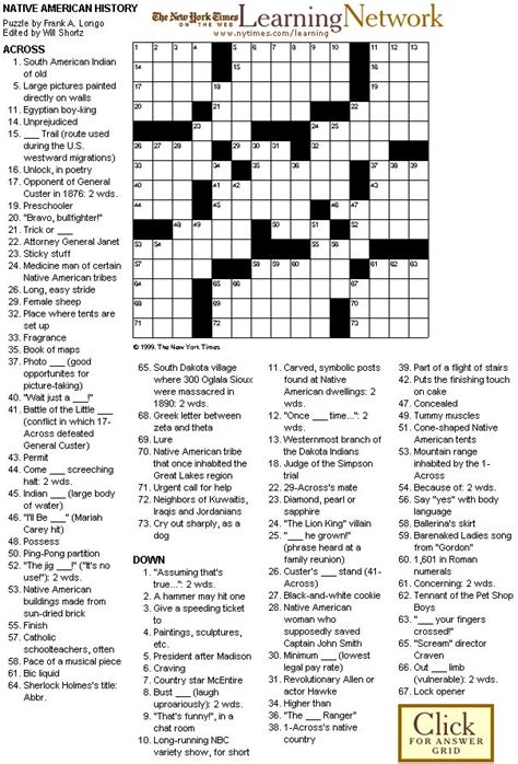 Here is the answer for: The Learning Network | Free printable crossword puzzles ...