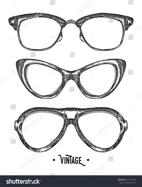 Hand Drawn Hipster Glasses Vintage Vector Stock Vector Royalty Free 397133194