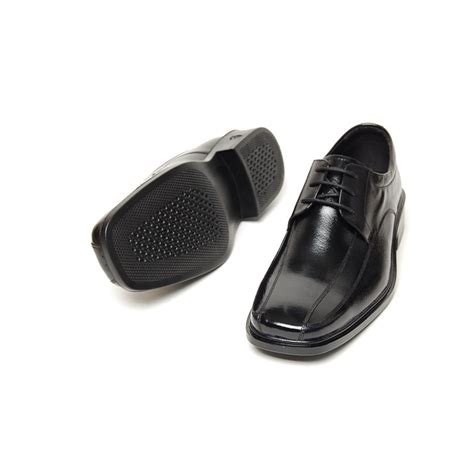 Men S Black Leather Square Toe Open Lacing Oxfords Shoes