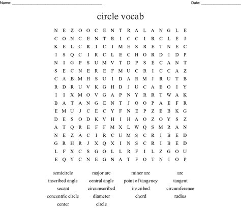 Circle Vocabulary Word Search Wordmint