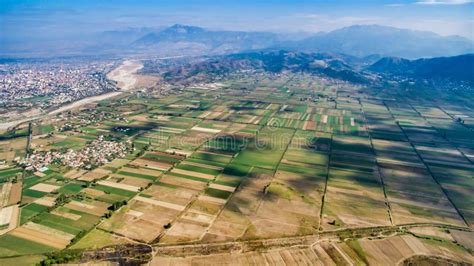 Aerial View Of Fields And Agriculture In Albania Stock Image Image Of