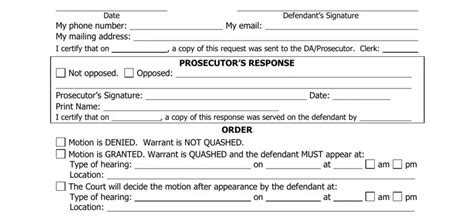 Quash Warrant Request Fill Out Printable PDF Forms Online