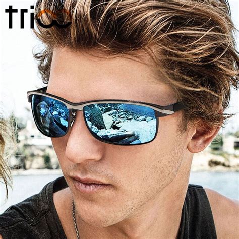 Buy Trioo Goggle Sunglasses Men Polarized Mirror Blue Oculos Uv400 Driving Sun