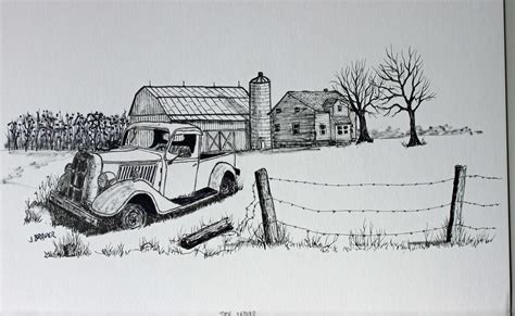 The most common pencil drawing truck material is metal. The old farm truck served its time, now parked out by the road waiting for a collector to ...