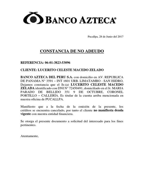 Carta De Recomendacion Laboral Banco Azteca Kulturaupice