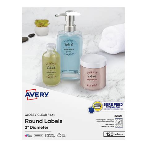 Avery® 22825 Easy Peel 2 Clear Glossy Round Print To The Edge Labels
