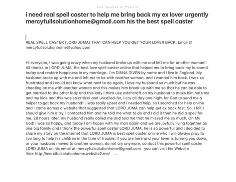 I Need Real Spell Caster To Help Me Bring Back My Ex Lover Urgently Mercyfullsolutionhomegmail