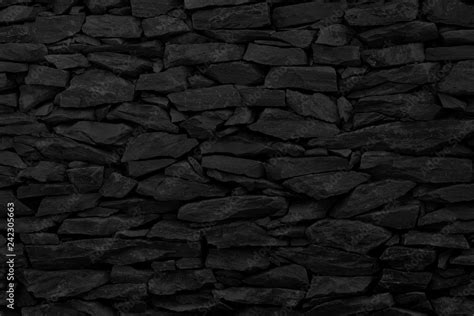 Black Stone Wall Background Rock Texture In Natural Pattern With High