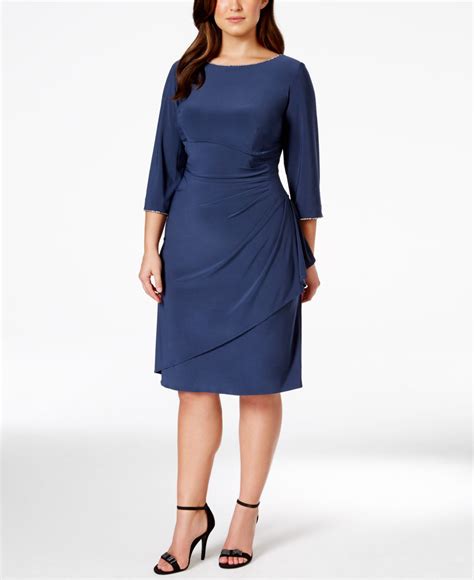 Lyst Alex Evenings Plus Size Embellished Draped Sheath Dress In Blue