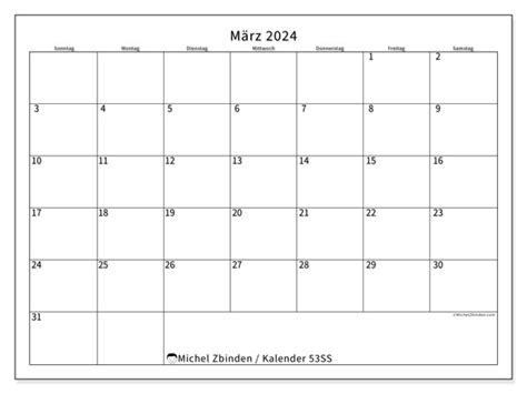 Kalender März 2024 53ss Michel Zbinden At