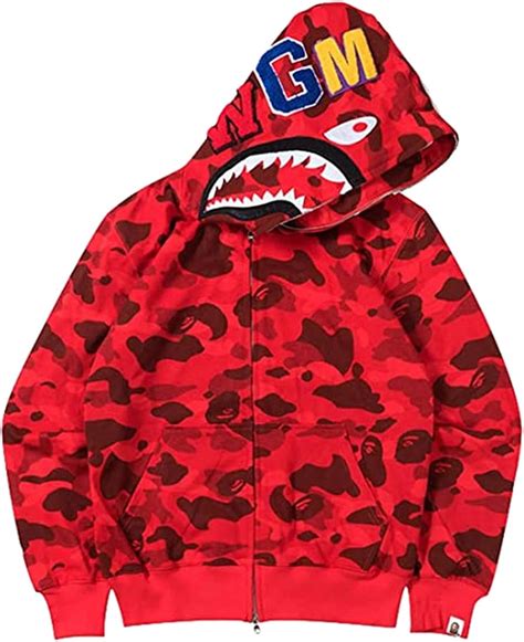 Winkeey Boys Bape Shark Camo Hoodie Jacket Zip Up Long Sleeve