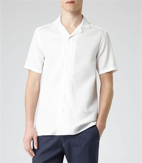Lyst Reiss Alder Textured Cuban Collar Shirt In White For Men