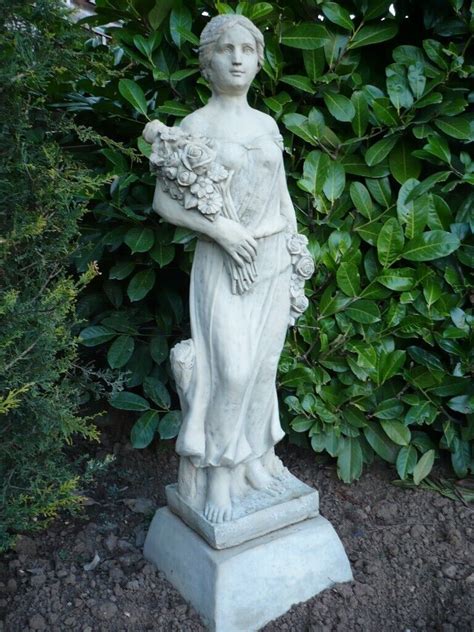 Garden Statue Of Stone Flower Girl With Stand In Carlton In Lindrick