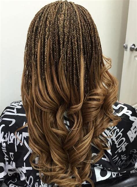 Highlighted Micro Braids With Curly Ends Micro Braids Hairstyles Quick