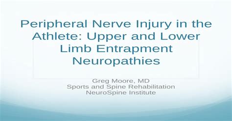 Pdf Peripheral Nerve Injury In The Athlete Upper And Lower Limb