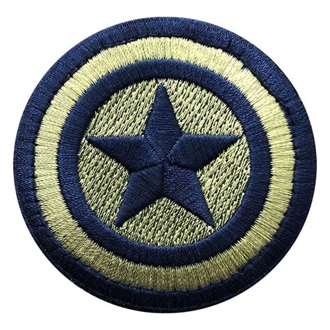Captain America Shield Patch Embroidered Hook Blue Miltacusa