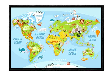 Buy Kids World Map Canvas Wall Art Print Online