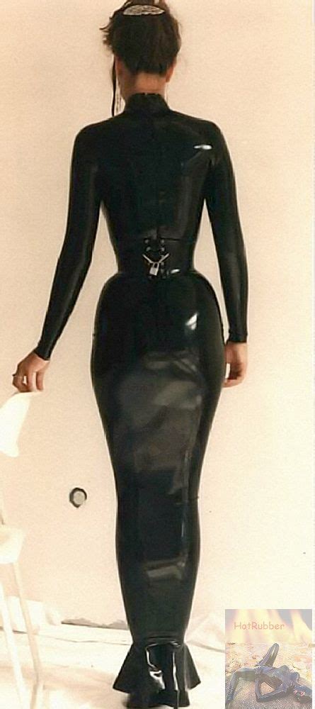 Scan Full Body Latex Glove With A Slim Corsage And With Padlock Corset Dress And Hobble Skirt