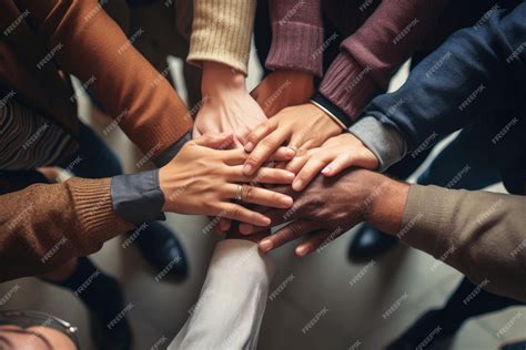 Premium Photo Group Of Diverse People Joining Hands Together Teamwork