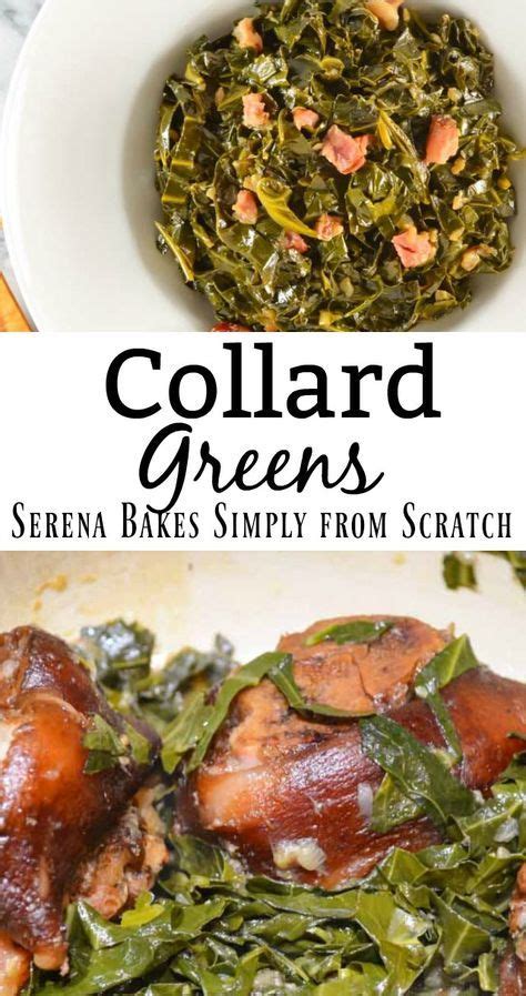 Soul food is made up of cheap and common ingredients. Collard Greens simmered Southern-style with ham hock, red ...