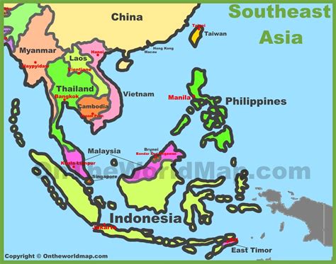 Southeast Asia Countries Map Cities And Towns Map