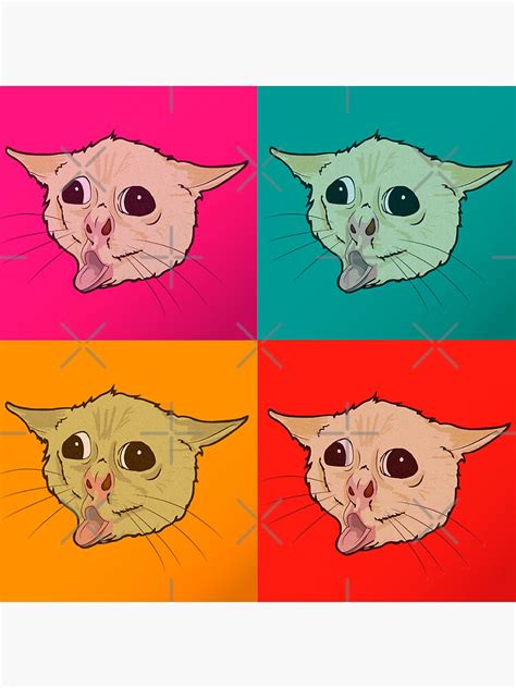 Popcat Crazy Cat Meme Pop Art Sticker For Sale By Licencapoetica