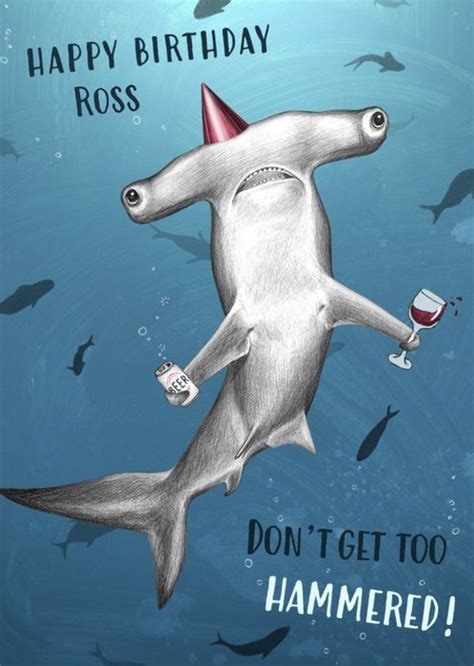 Happy Birthday Dont Get Too Hammered Hammerhead Shark Birthday Card