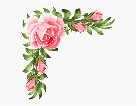 Rose Corner Decoration Png Clip Art In Flower Border Png Flower The