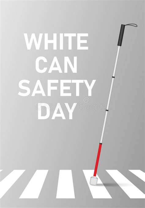 White Cane Safety Day Concept Banner Realistic Style Stock Vector