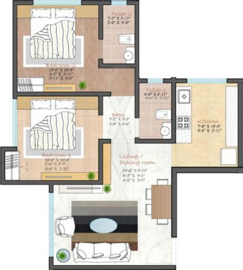 650 Sq Ft 2 Bhk Floor Plan Image Royal Realtors Group Oasis Available