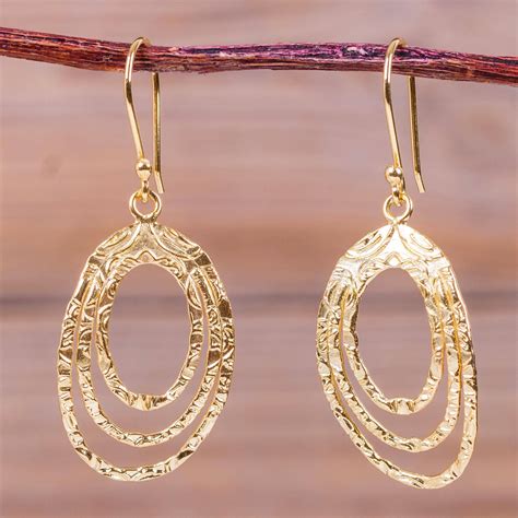 Modern Gold Plated Earrings Peru Artisan Crafted Jewelry Centrifuge