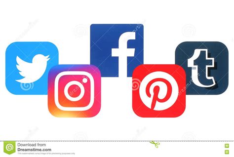 Concept Of Popular Social Media Icons Printed On Paper Editorial Stock