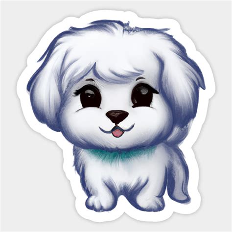 Cute Maltese Dog Drawing Maltese Dog Sticker Teepublic