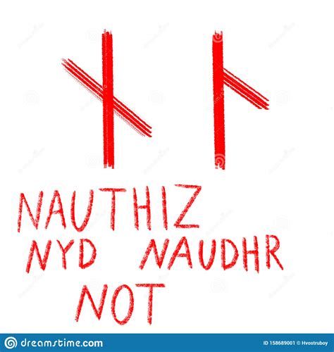 Set Of Ancient Runes Versions Of Nauthiz Rune With German English And