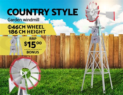 Garden Windmill 6ft 186cm Metal Ornaments Outdoor Decor Ornamental Wind