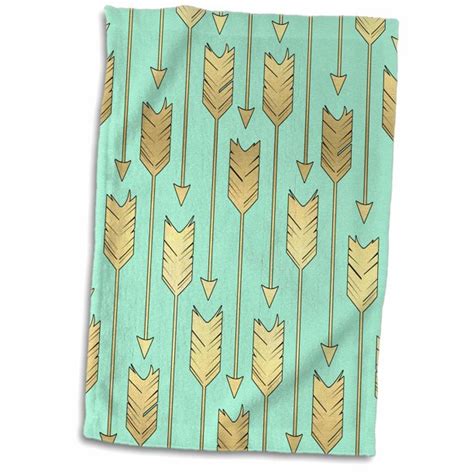 3drose Mint And Gold Arrows Pattern Towel 15 By 22 Inch Walmart