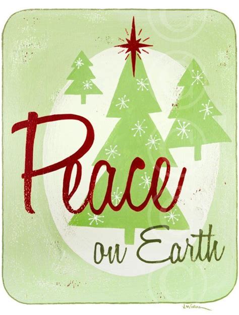 Peace On Earth Christmas Art Peace On Earth Green Christmas