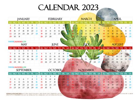 Free Printable 2023 Calendar With Holidays Premium Template 27471