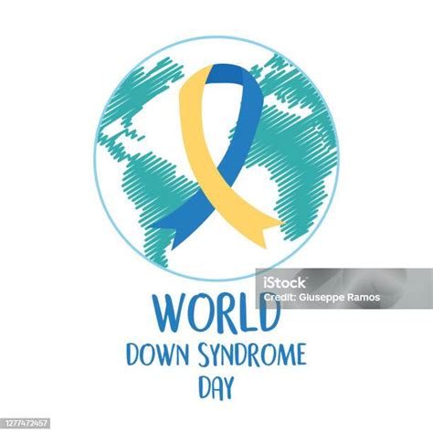 Gaya Stroke Peta Pita Kampanye Hari Down Syndrome Dunia Ilustrasi Stok