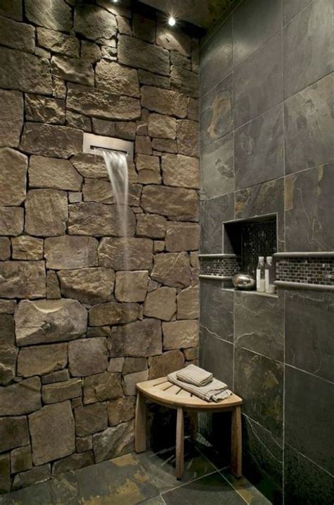 A Gorgeous Contemporary Shower Done With A Natural Stone Wall Tiles