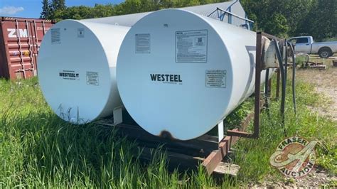 2 1000 Gal Westeel Single Wall Fuel Tanks On Shared Skid