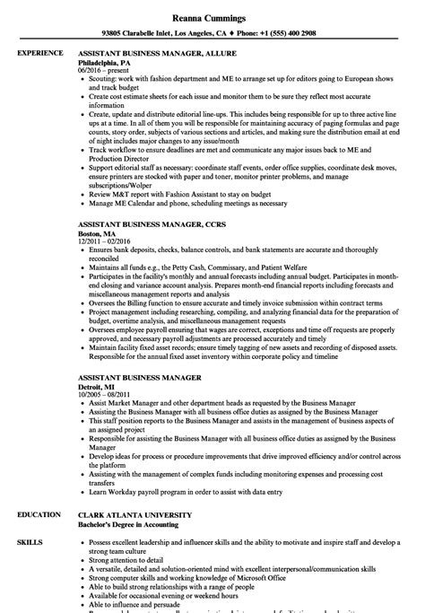 13) analysis of consumption and identifying one off. Assistant Business Manager Resume Samples | Velvet Jobs