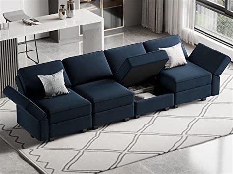 Belffin Modular Sofa Couch With Storage Seats Sectional Sofa Velvet
