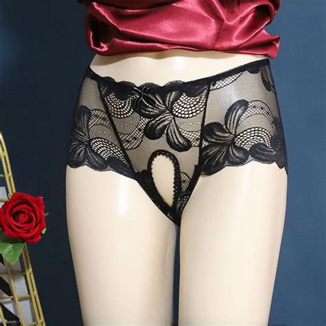 Mens Womens Sexy Lace Crotchless Panties Erotic Underwear Open Crotch G