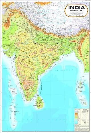 India Map Physical X Cm Laminated Vidya Chitr Prakashan Amazon In Books