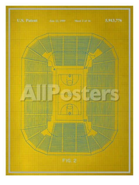 Basketball Court Blueprint Giclee Print