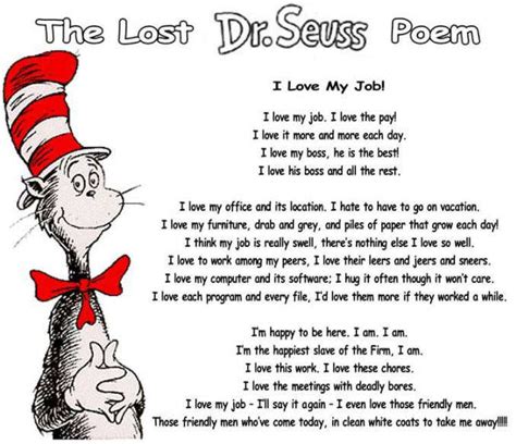 Dr Seuss Cat In The Hat Poem I Love My Job E Forwards