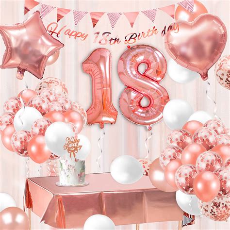 Boomcool 18th Birthday Decorations Rose Gold Party Banner 18th Happy